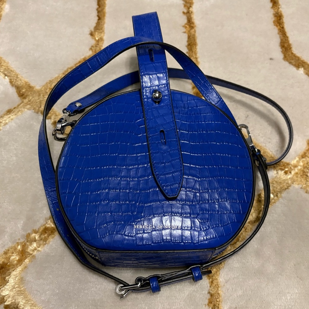REBECCA Minkoff Croc Embossed Leather Circle Shoulder Bag